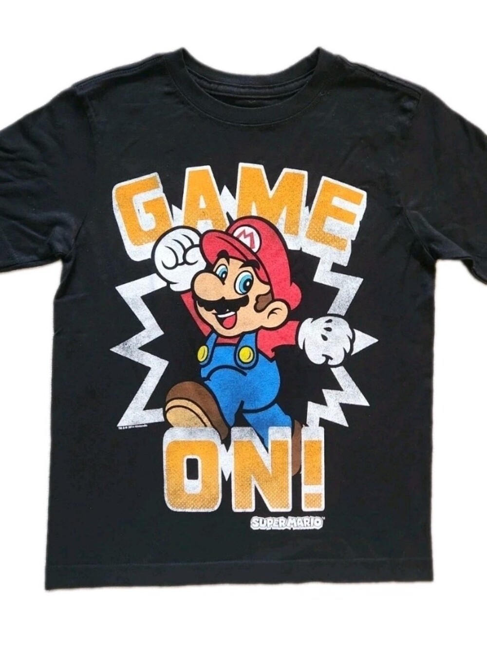 Super Mario Game On Graphic Gap Kids Boys Medium Black Cotton T-shirt NOS New
